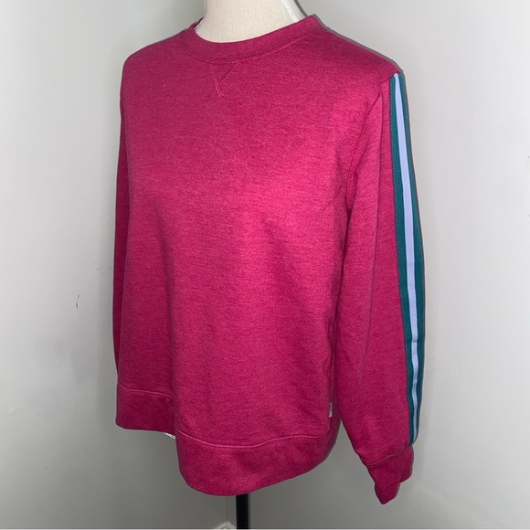 Eddie Bauer sweatshirt hot pink w/ stripes on sleeves GREAT CONDITION size Small - Picture 1 of 7